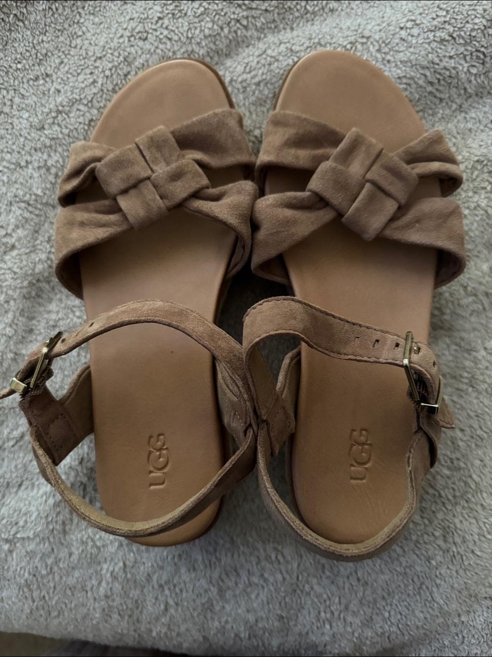UGG Women's Chestnut Suede Knotted Ankle-Strap Sandals